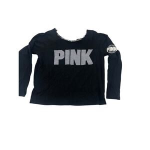 PINK Distressed Off Shoulder Cropped Sweatshirt Womens Size Medium